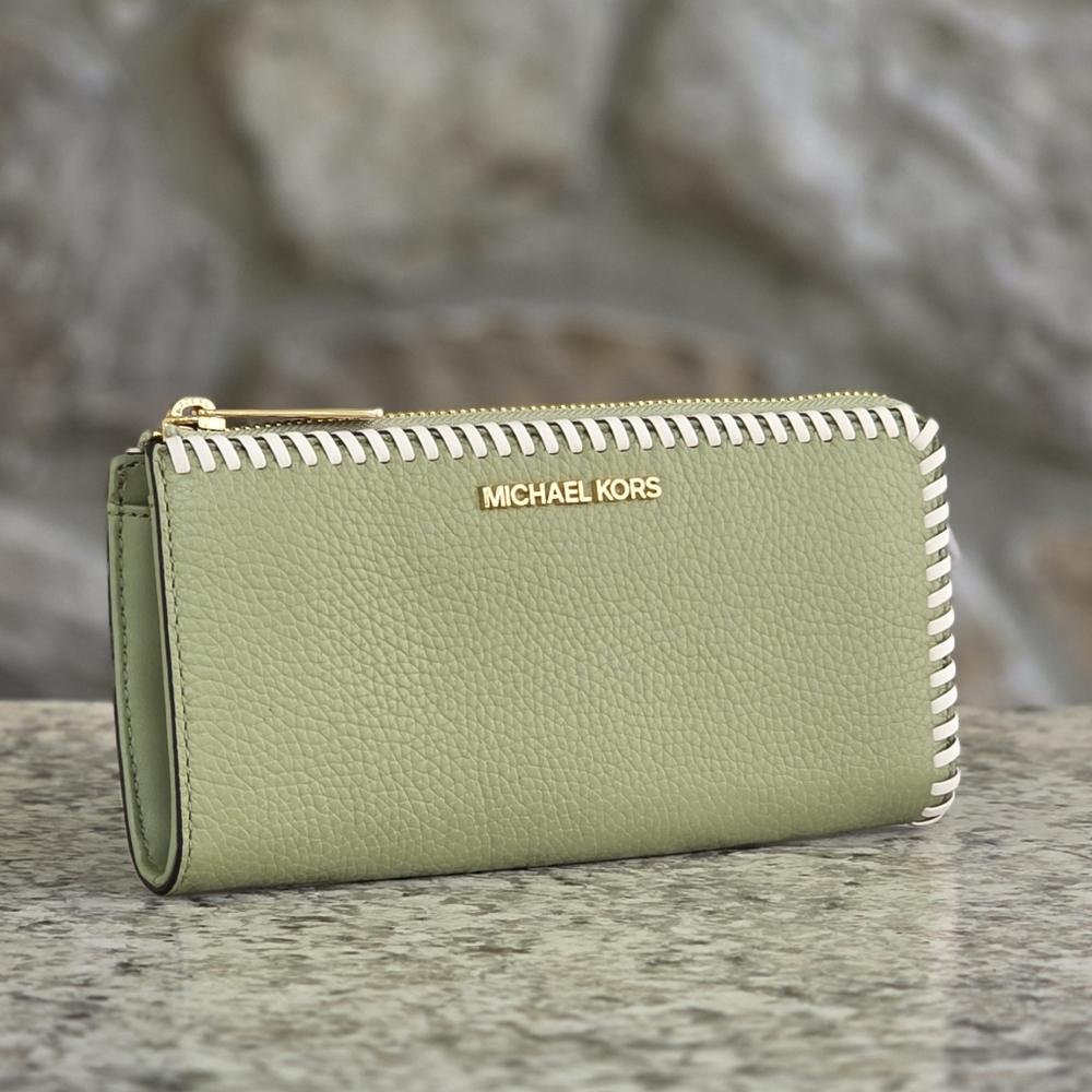 Michael Kors Jet Set Large Green Whipstitch Wallet